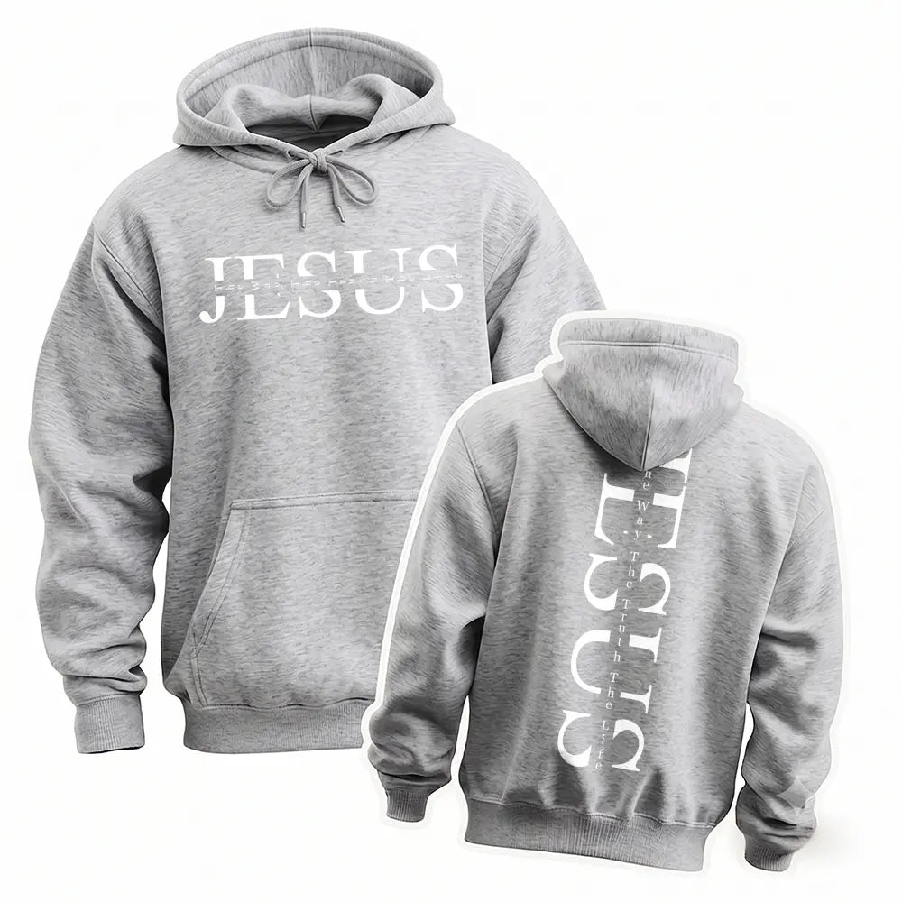 Unisex Jesus Graphic Print Oversized Hoodie Sweatshirt, Casual Long Sleeve Pullover Hooded Top, Loose Fit Religious Faith Inspired American Streetwear Hoodie for Daily Wear, Travel, Outdoor Activities and Fall Winter Fashion