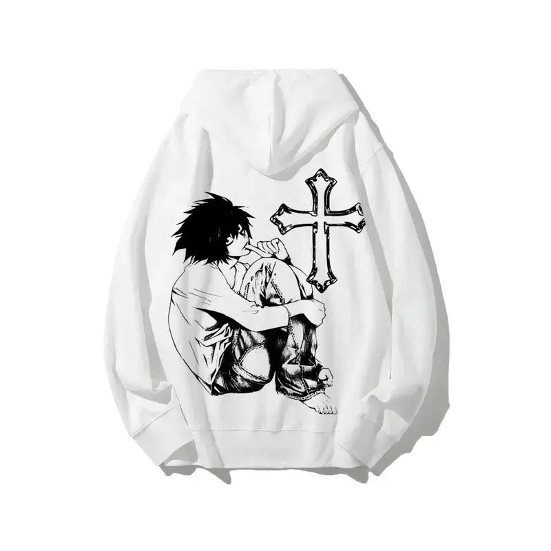 Unisex Misa Vintage Graphic Hoodie - Death Note L Anime Casual Stylish Sweatshirt, Anime Addicts Couple Gift Menswear Womenswear Streetwear Top