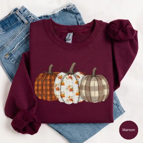 Boho Fall Pumpkin Gildan Sweatshirt or T-Shirt , Cute Autumn Harvest Graphic Tee, Pumpkin Patch Thanksgiving Gift, Cozy Fall Apparel