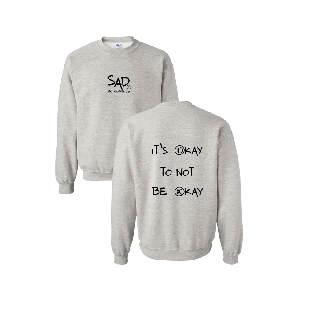 Stay Another Day Men's Stylish Text Print Sweatshirt - Soft Fabric Casual Pull-On Top, Crew Neck/Round Neck or Hoodie, SAD Mental Health Awareness Menswear, True Fit Long Sleeve Tops (S Size Available)