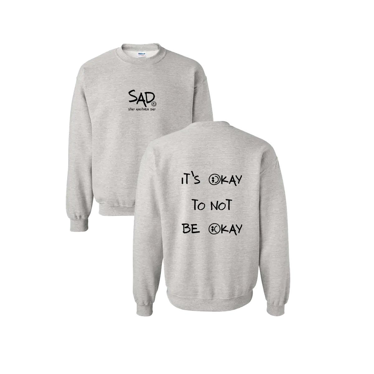 Stay Another Day Men's Stylish Text Print Sweatshirt - Soft Fabric Casual Pull-On Top, Crew Neck/Round Neck or Hoodie, SAD Mental Health Awareness Menswear, True Fit Long Sleeve Tops (S Size Available)