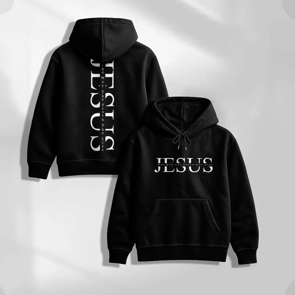 Unisex Jesus Graphic Print Oversized Hoodie Sweatshirt, Casual Long Sleeve Pullover Hooded Top, Loose Fit Religious Faith Inspired American Streetwear Hoodie for Daily Wear, Travel, Outdoor Activities and Fall Winter Fashion